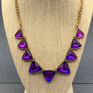 Purple Gold Triangle Necklace Faceted Sparkle Chain